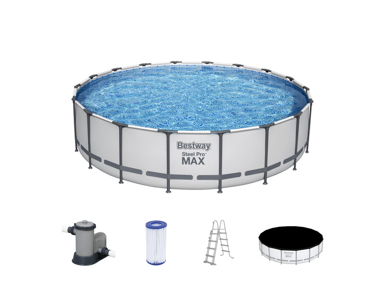 Bestway Steel Pro MAX™ Frame Pool Komplett-Set mit Filterpumpe, ca. Ø 549 x 122 cm