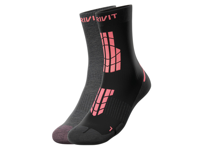 CRIVIT Damen Outdoorsocken, 2 Paar, mit SmartStep-Fußbett