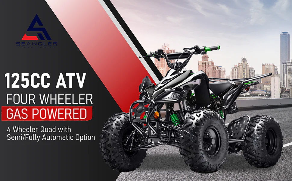 Automatic 125cc ATV with Reverse – Utility ATV Four Wheeler Gas Powered 4 Wheeler Quad with Headlights - Big 19