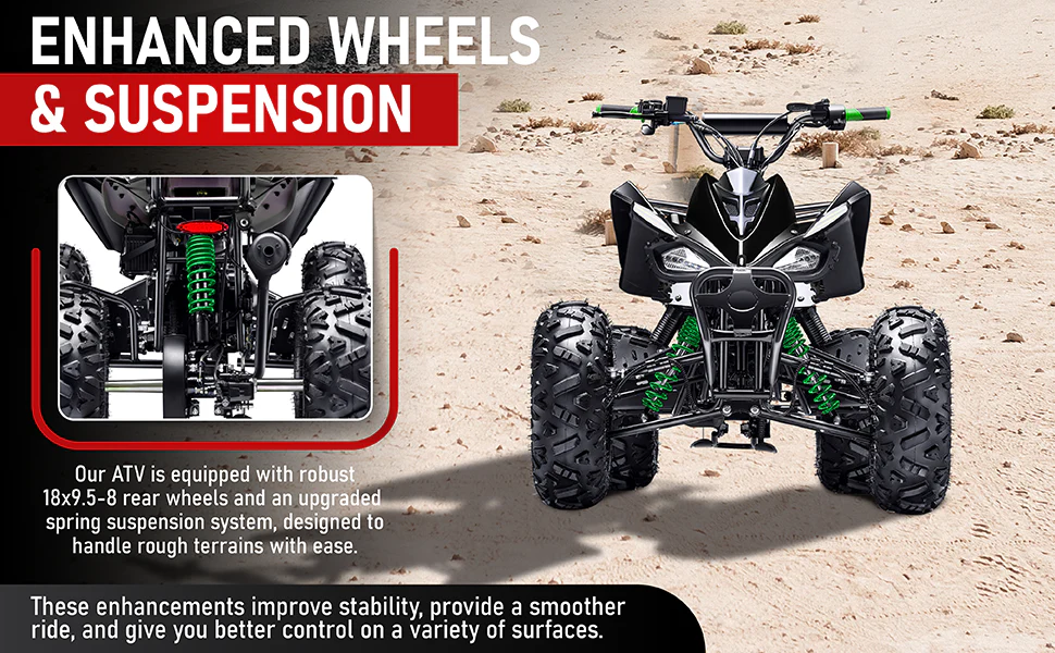 Automatic 125cc ATV with Reverse – Utility ATV Four Wheeler Gas Powered 4 Wheeler Quad with Headlights - Big 19