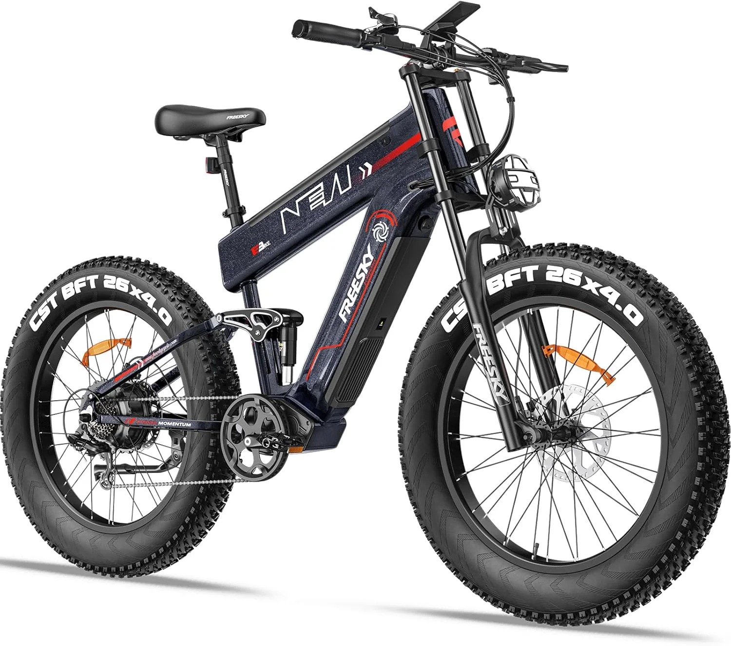 FREESKY 2025 Upgraded Dual Battery 48V 41AH Peak 2500W Motor 90-160 Miles Long Range Electric Bike for Adults 38MPH+ 26