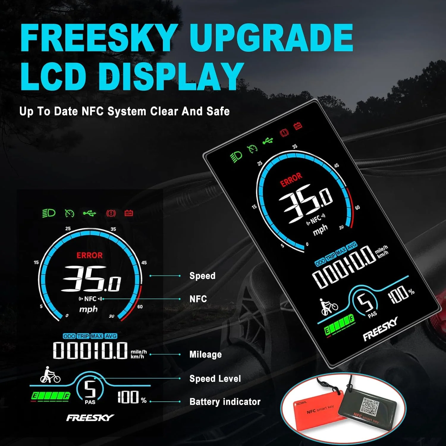 FREESKY 2025 Upgraded Dual Battery 48V 41AH Peak 2500W Motor 90-160 Miles Long Range Electric Bike for Adults 38MPH+ 26