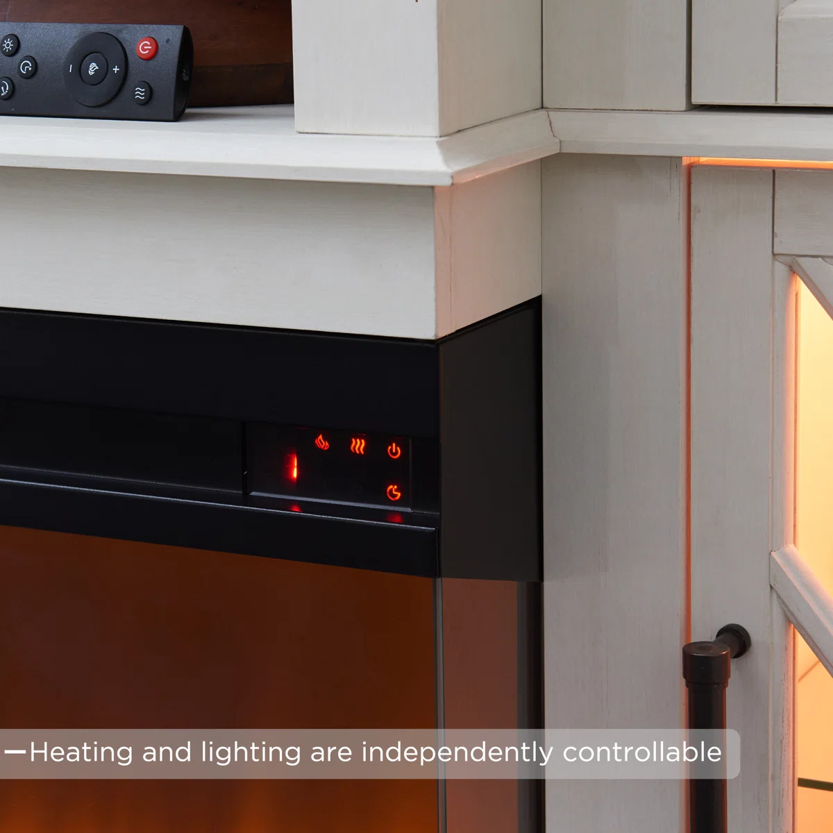 Gaobo Farmhouse Fireplace Wood Entertainment Center With Electric Fireplace & Timer