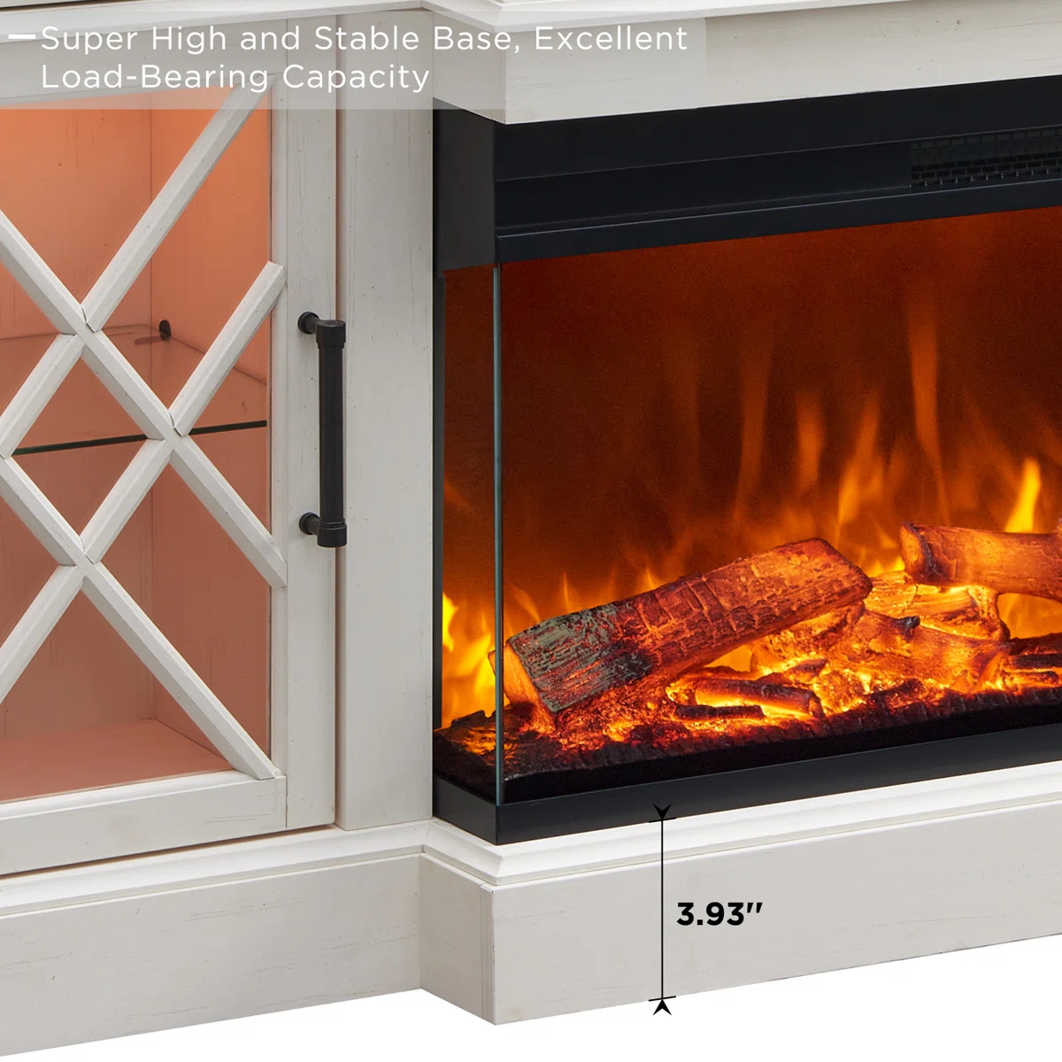 Gaobo Farmhouse Fireplace Wood Entertainment Center With Electric Fireplace & Timer