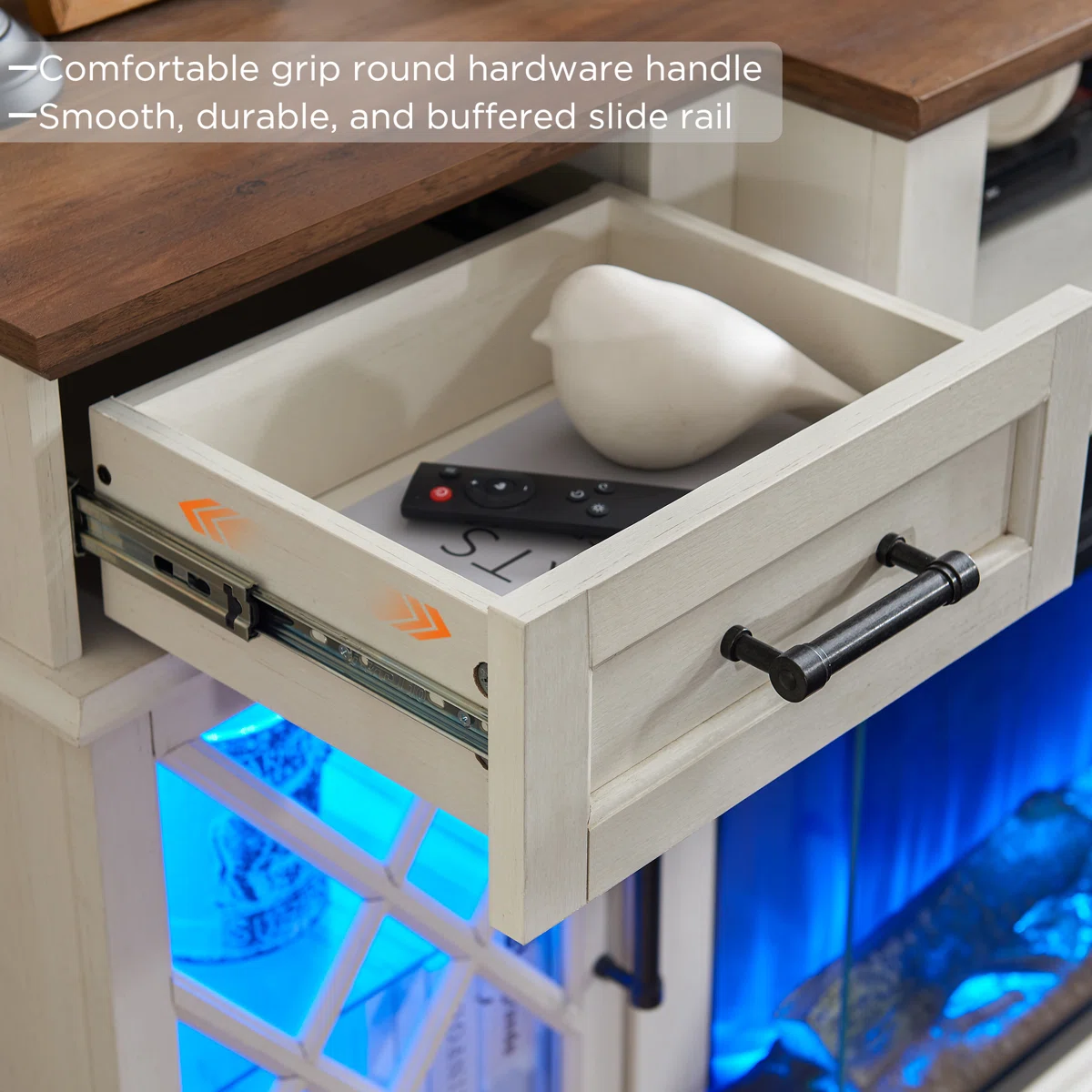 Gaobo Farmhouse Fireplace Wood Entertainment Center With Electric Fireplace & Timer