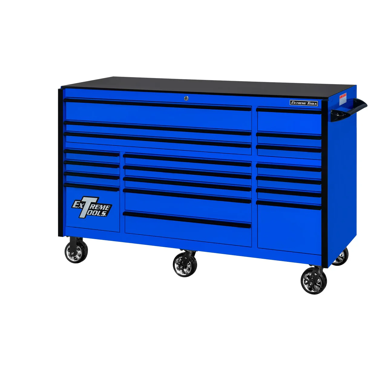 Extreme Tools 72″ x 30″, 19 Drawer Roller Cabinet with 250 lbs. drawer slides, RX 250 Series