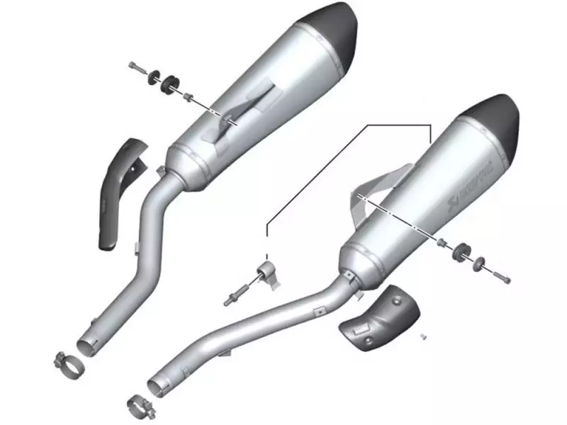 BMW HP Exhaust Pipe Silencer sport AKRAPOVIC (Left and Right) - K1600GT (K48) / K1600GTL (K48) / K1600GTL Exclusive (K48)