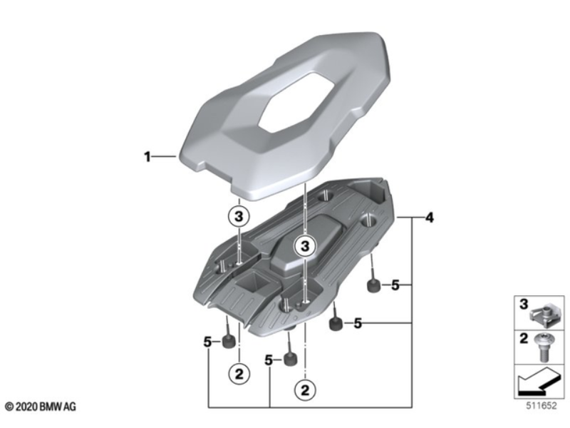BMW Complete Pack passenger seat cover (primed) + fixings - S1000R (K63) - M1000R (KM3)