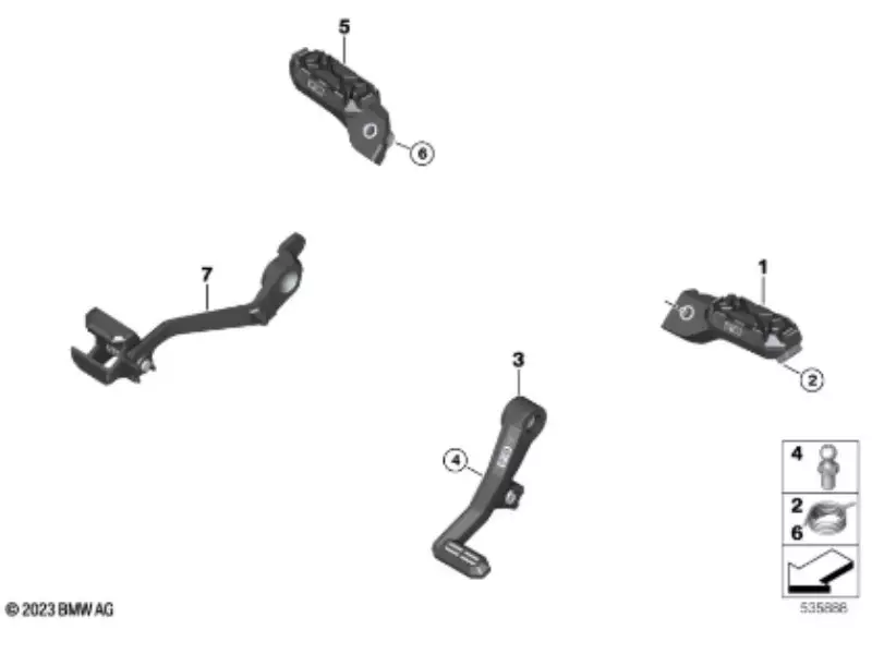 BMW Complete Footrest + Pedals Pack Option 719 Shadow - R1300GS