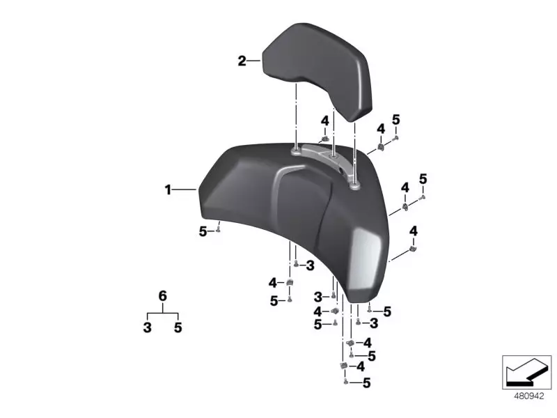 BMW Passenger backrest lower padding Option 719 - K1600GTL
