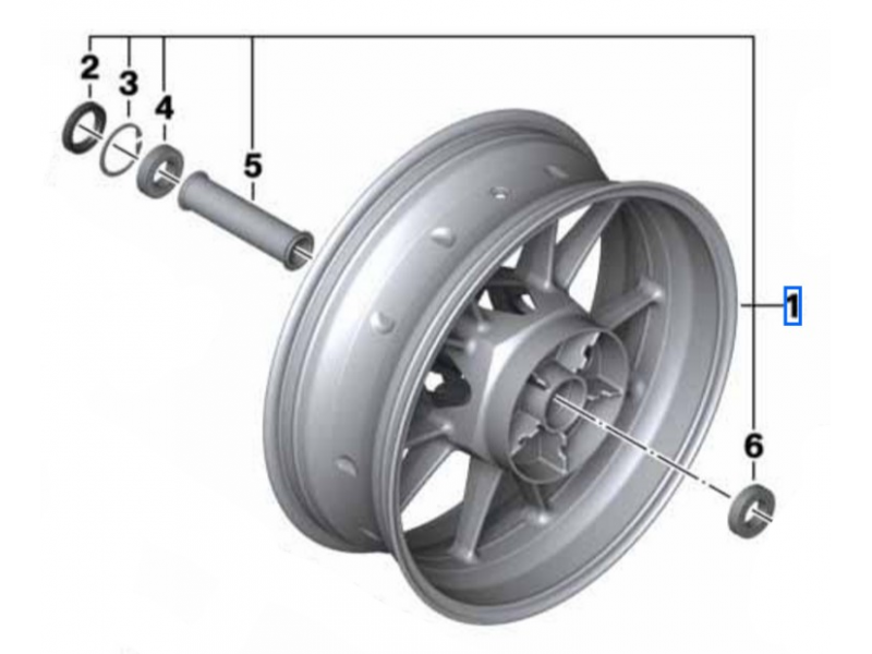 BMW black rear rim (6.0x17) - S1000R (K63) - S1000RR (K67) - S1000XR (K69)
