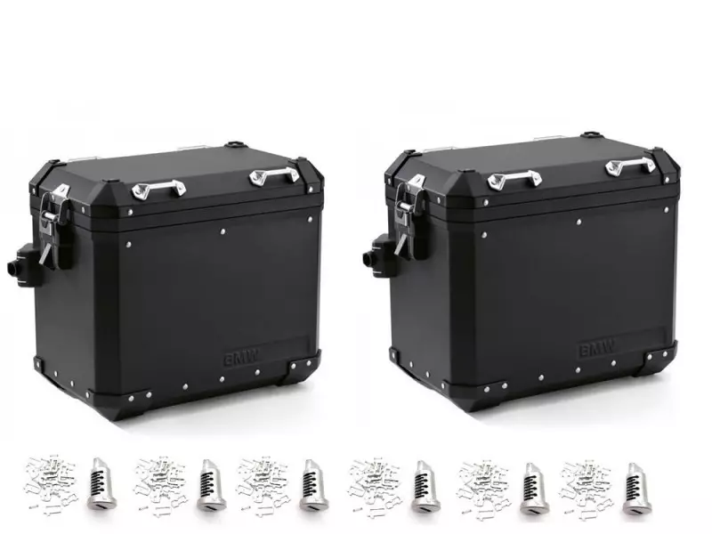 BMW Set of 2 Motorcycle Pannier Aluminium Black / R1200GS 2017 / R1200GSA 2016 / R1250GS / R1250GSA / F850GS / F850GSA