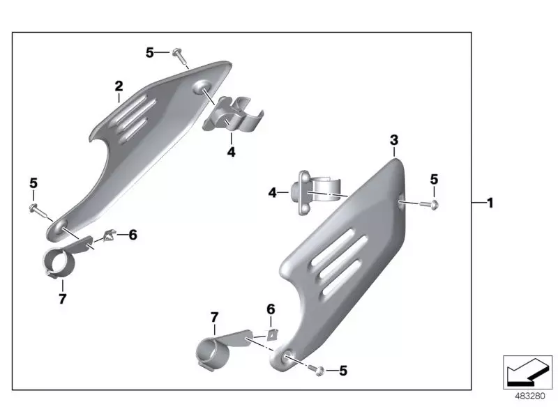BMW Set Covering Elements Exhaust Pipe Silencer Aluminium - R NineT 2016 (Pure/Scrambler/UrbanGS/Racer)