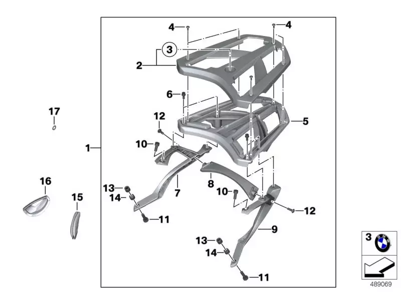 BMW Rear Rack Frame Support LEFT (Part N°15) - C Evolution