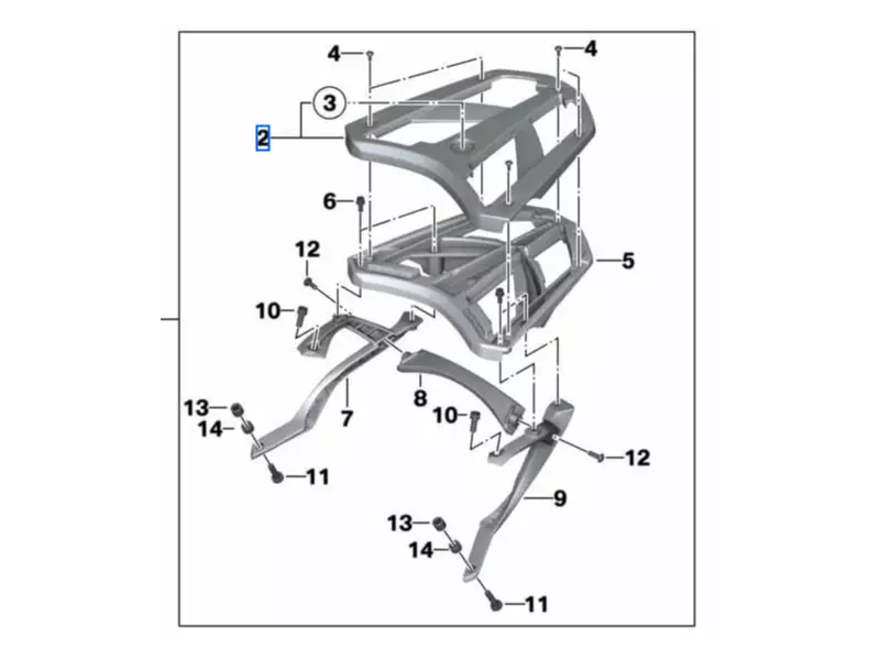 BMW Topcase Rack WEISSALU - CEvolution /C600Sport / C650Sport / C650GT