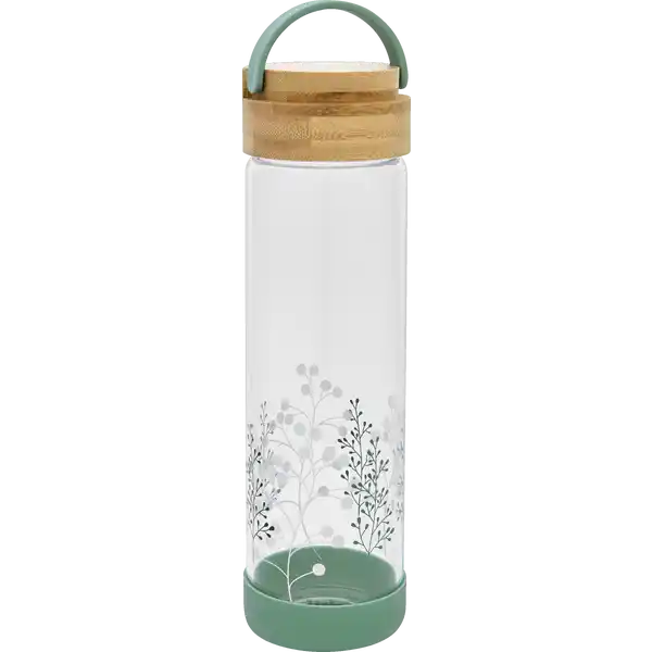 Glastrinkflasche m. Bambusdeckel 500 ml