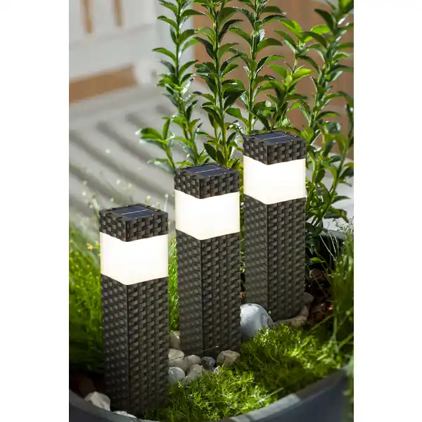 LED-Rattansäulen 3er-Set