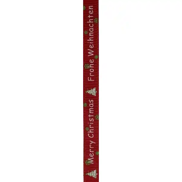 Geschenkband Frohe Weihnachten rot / grün