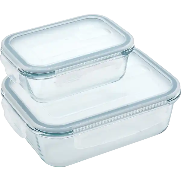 2er Set Mikrowellengeschirr eckig