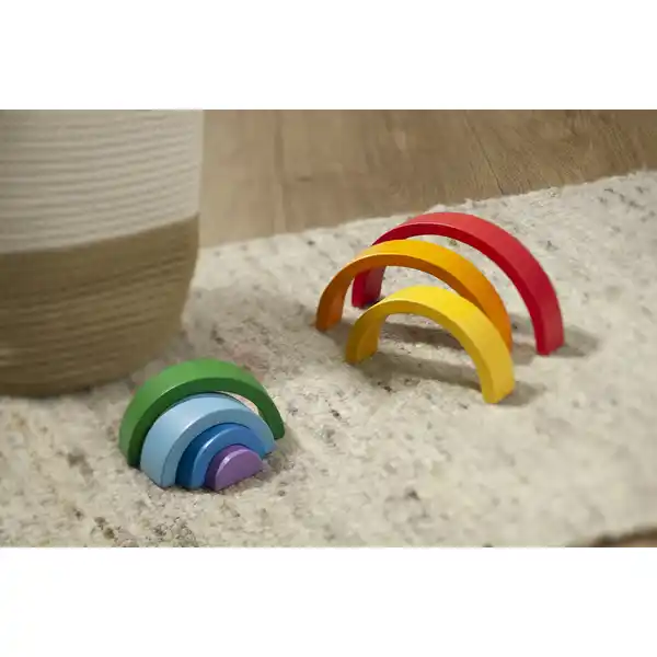 Holz-Stapelspiel Regenbogen bunt