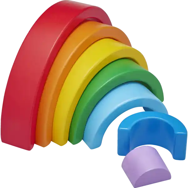 Holz-Stapelspiel Regenbogen bunt