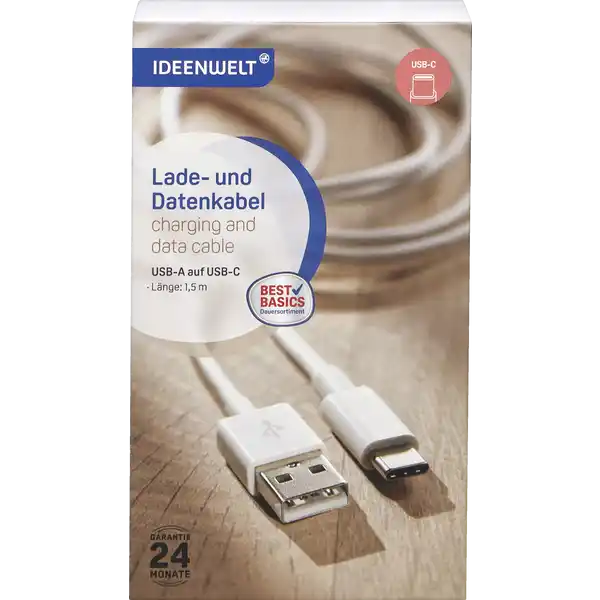 Lade- & Datenkabel USB-A auf USB-C, weiß