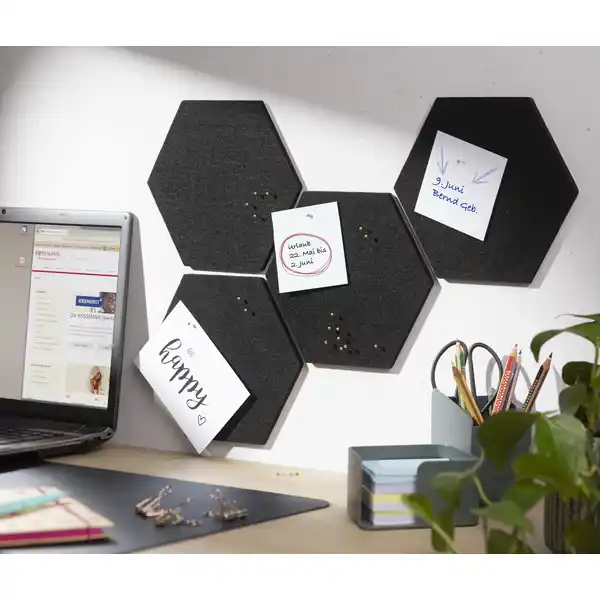 4er-Set Filzpinnwand Hexagon