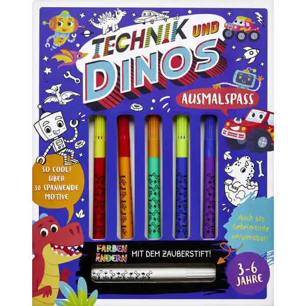Malbuch mit Zauberstiften Dinos und Technik