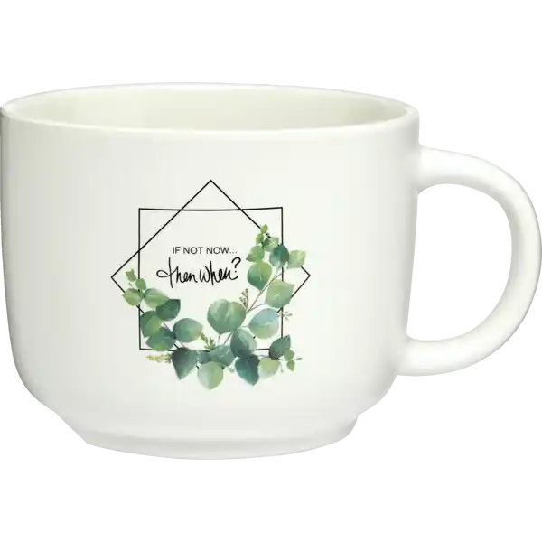 Porzellanbecher mit Blättern sortiert