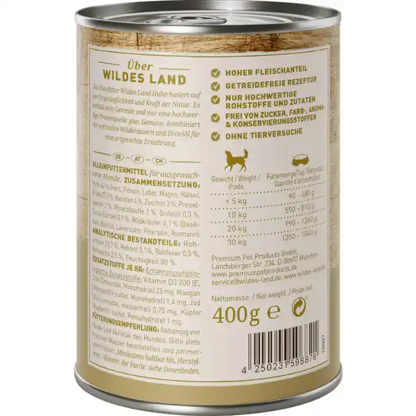 Hundefutter Nr. 2 Huhn mit Karotten, Zucchini, Wildkräuter und Distelöl