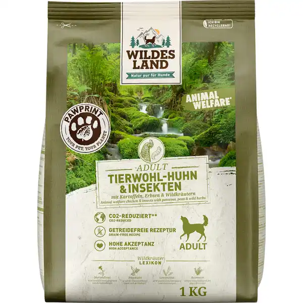 Hundefutter Adult PawPrint Tierwohl Huhn & Insekten