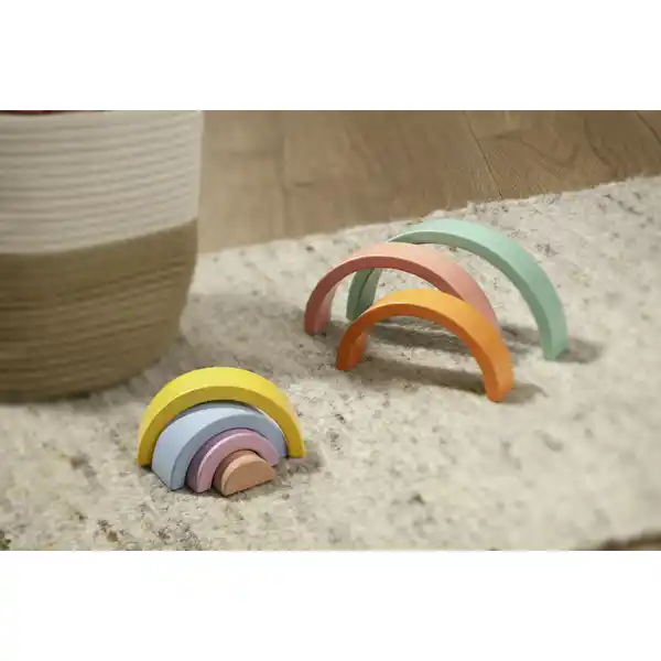 Holz-Stapelspiel Regenbogen pastell