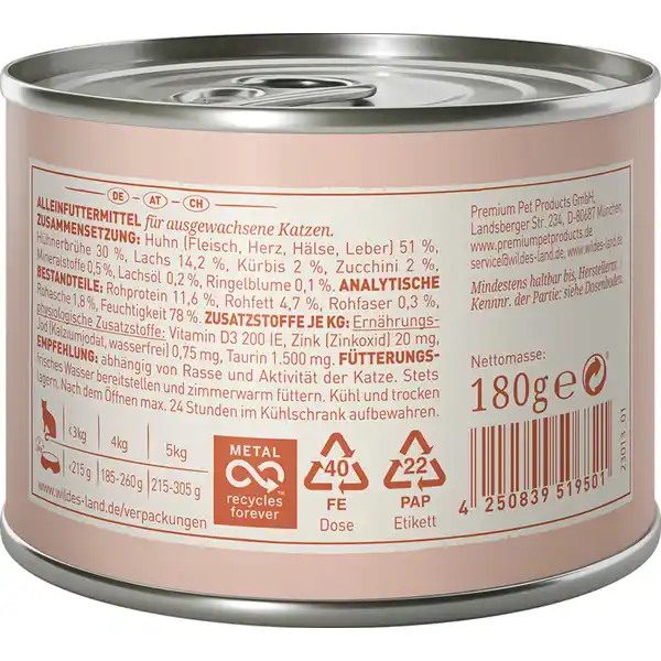 Katzennassfutter Ragout Huhn Lachs mit Karotten