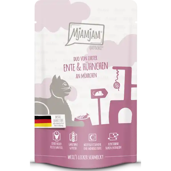 Quetschie - Duo von zarter Ente & saftigem Hühnchen an Möhrchen 125g