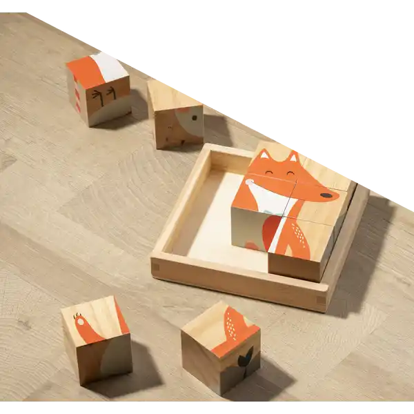 Holzpuzzle mit 6 Motiven