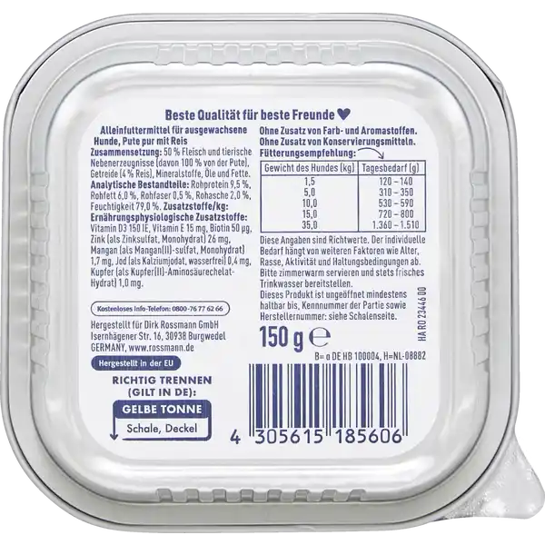 Sensitiv-Menü Pute PUR mit Reis