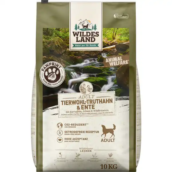 Hundefutter Adult PawPrint Tierwohl Truthahn & Ente