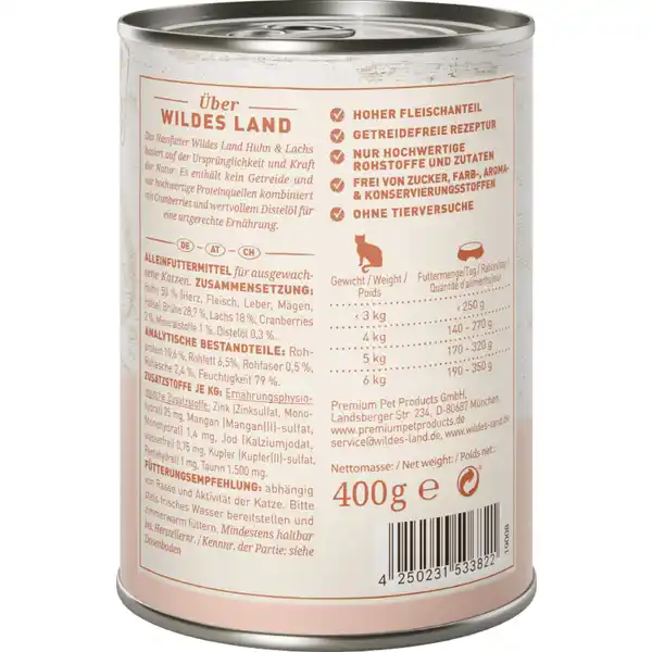 Katzennassfutter Huhn und Lachs mit Distelöl