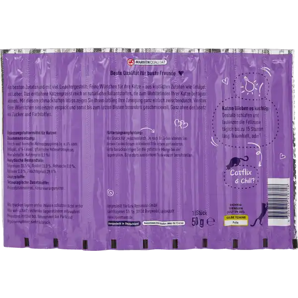 Feine Würstchen mit Geflügel, Leber und Katzengras