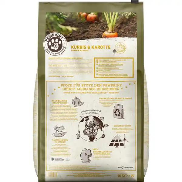 Hundefutter Adult PawPrint Veggie Kürbis & Karotte