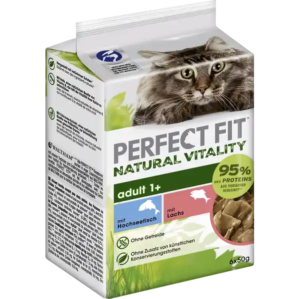 Katze Natural Vitality Adult 1+ mit Hochseefisch & mit Lachs Multipack