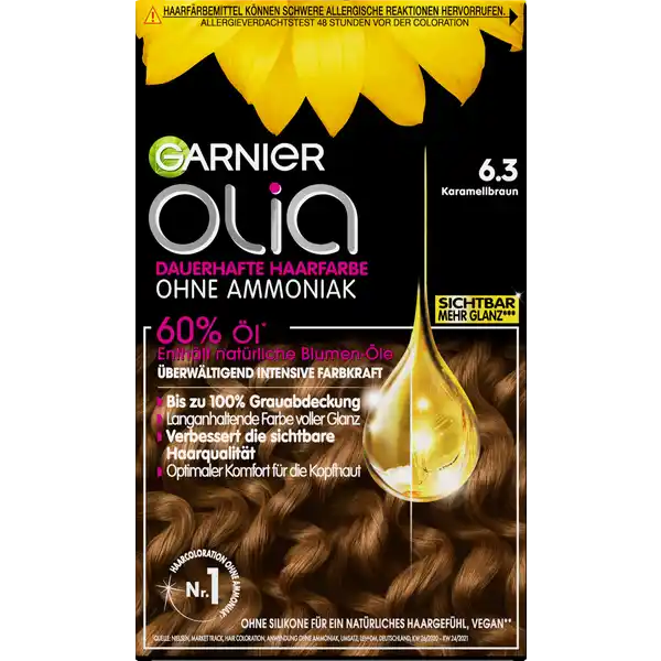 Dauerhafte Haarfarbe Coloration 6.3 Karamellbraun