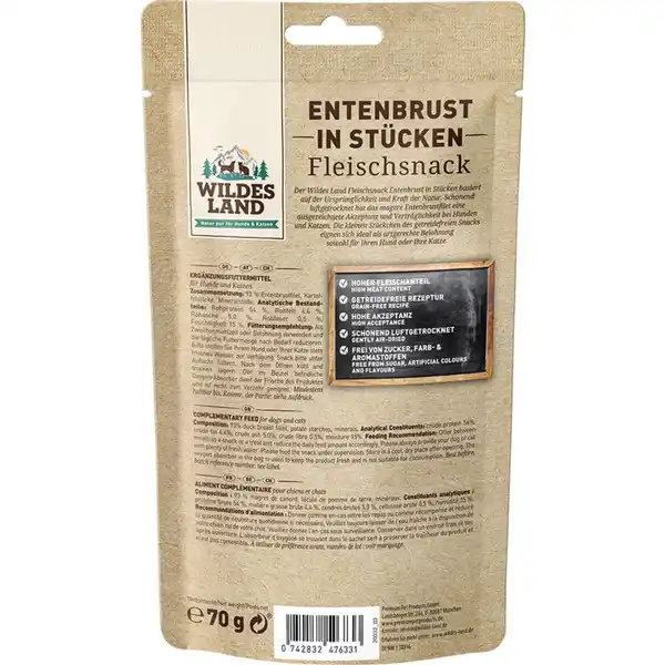 Hunde- und Katzensnack Entenbrust in Stücken