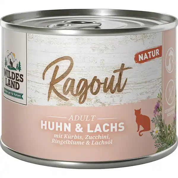 Katzennassfutter Ragout Huhn Lachs mit Karotten