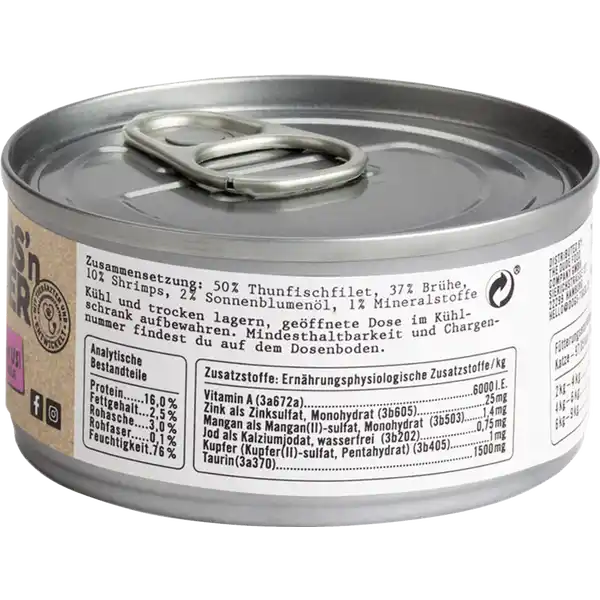 Naschkatze Thunfischfilet und Shrimps
