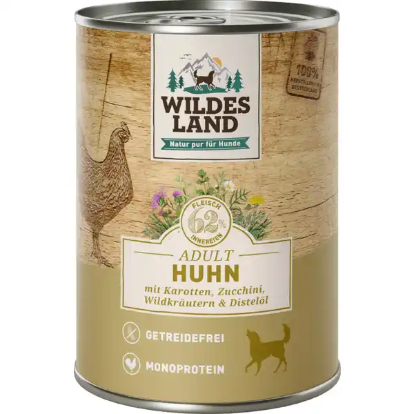 Hundefutter Nr. 2 Huhn mit Karotten, Zucchini, Wildkräuter und Distelöl