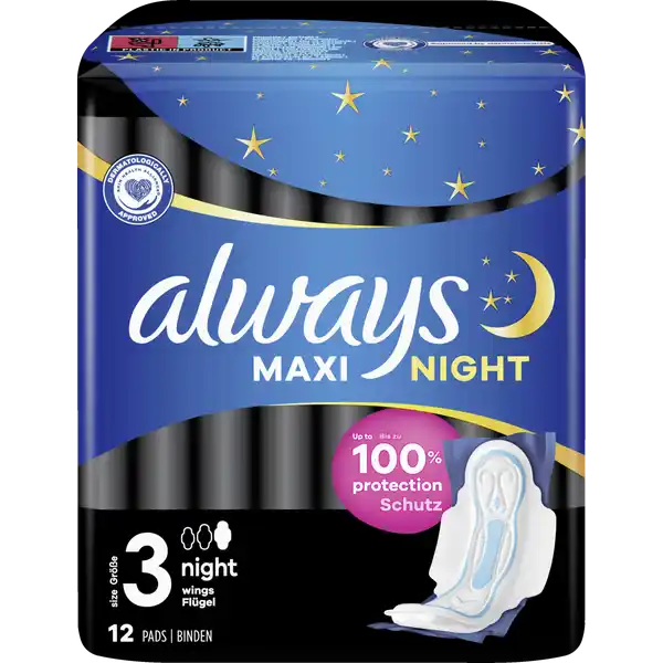 Maxi Damenbinden Night mit Flügeln