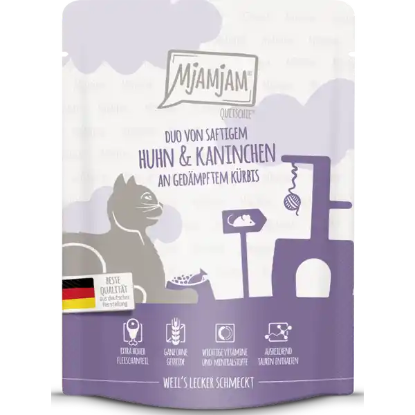 Quetschie - Duo von saftigem Hühnchen & Kaninchen an gedämpftem Kürbis 300g