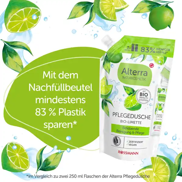 Pflegedusche Bio-Limette Nachfüllbeutel