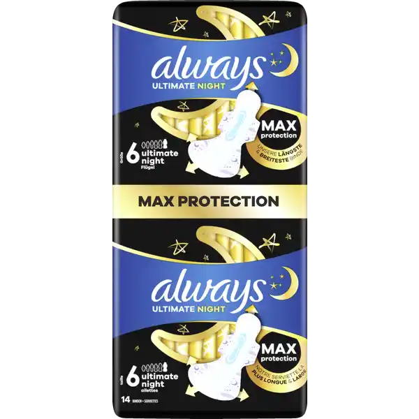 Ultra Damenbinden Secure Night Extra Lang mit Flügeln BigPack